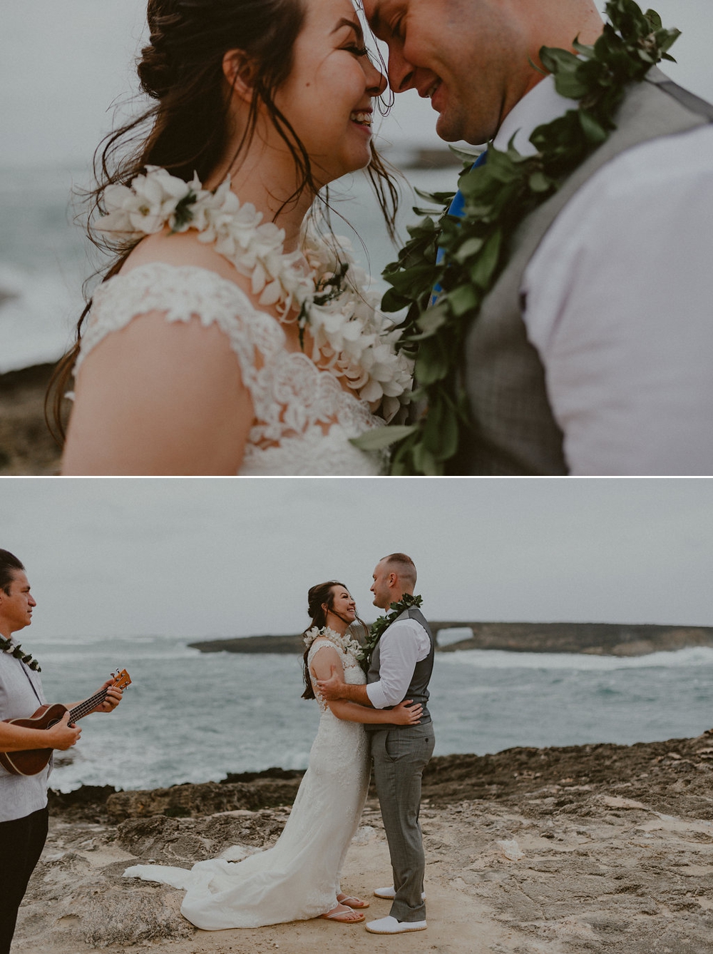 hawaii cliffside elopement, Laie Point wedding, Oahu Wedding Photographer