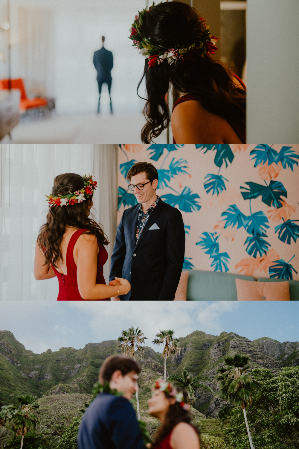 Paliku Gardens Kuala Ranch, Hawaii Wedding Photographer, Hawaii Weddings, Tropical Boho Wedding Style, First Look Wedding Photos | Chelseaabril.com