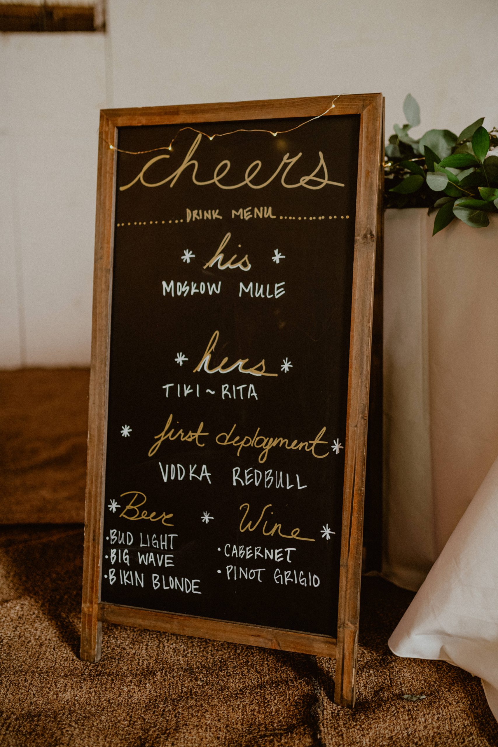 Drink menu for Sunset Ranch Wedding Day in Oahu at wedding ceremony ideas and inspiration for wedding day crafts | Oahu Wedding Photographer, Oahu Elopement Photographer, Destination Wedding Photographer, Destination Elopement Photographer, Newlywed moments ideas, Newlywed Photography inspiration, Hawaii Elopement ideas | chelseaabril.com