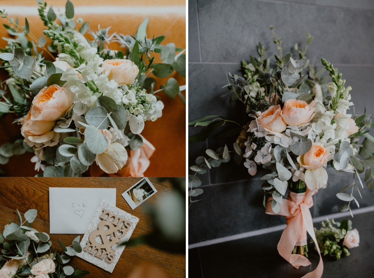 Wedding invitation and flowers