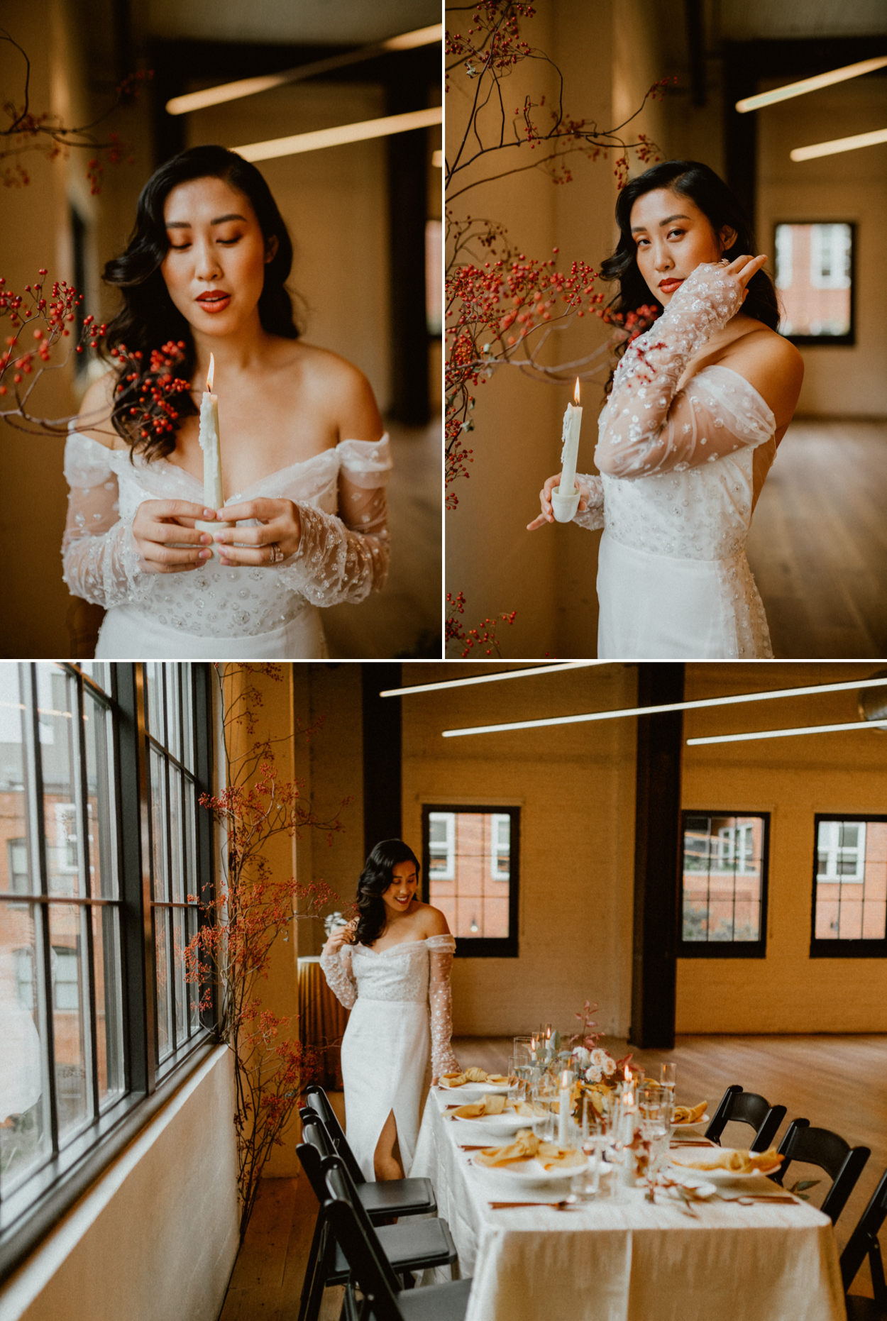 Asian Bride posing during reception Block 41 inspiration for wedding and elopement