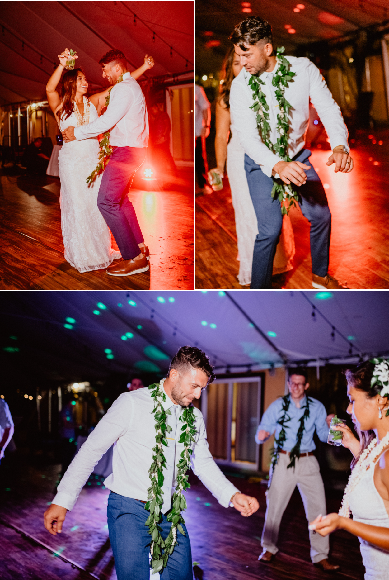 Newly weds dancing in hale koa estate wedding