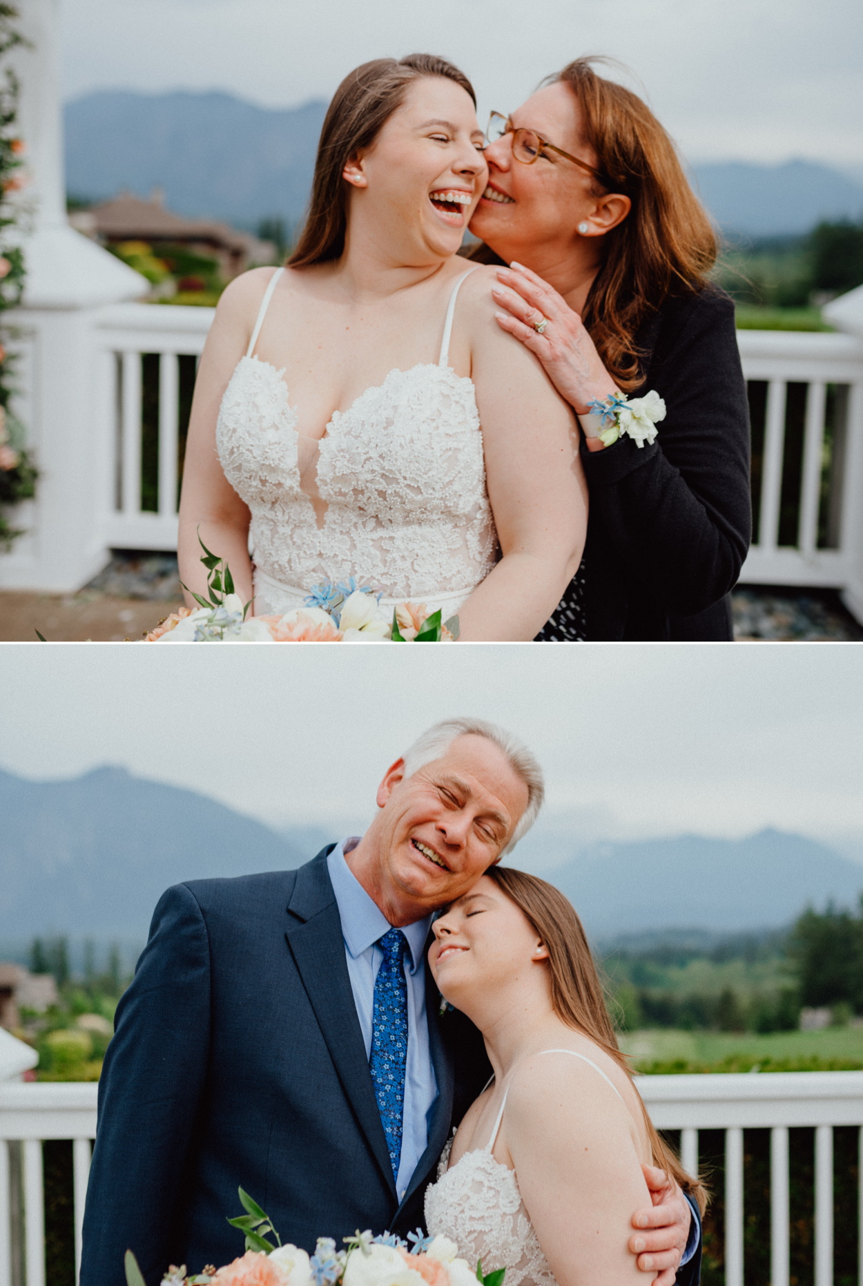 Bride with her parents solo shots Seattle wedding photography