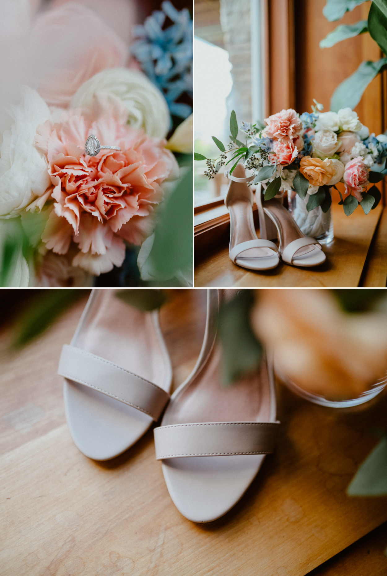Bride's shoes and flowers Seattle wedding photography