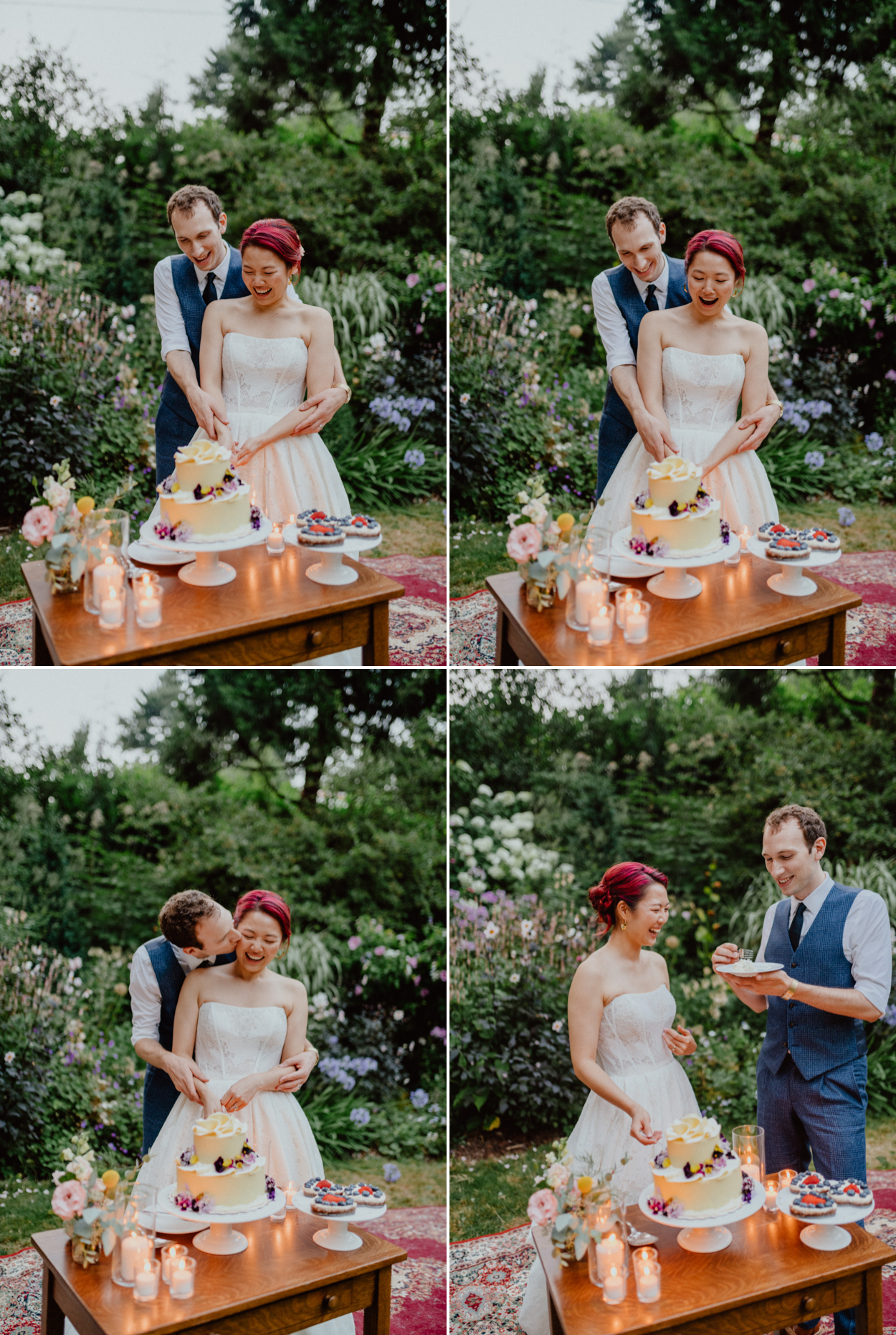 Bride and groom feeding each other cake, Wedding Cake by TM Dessert Works