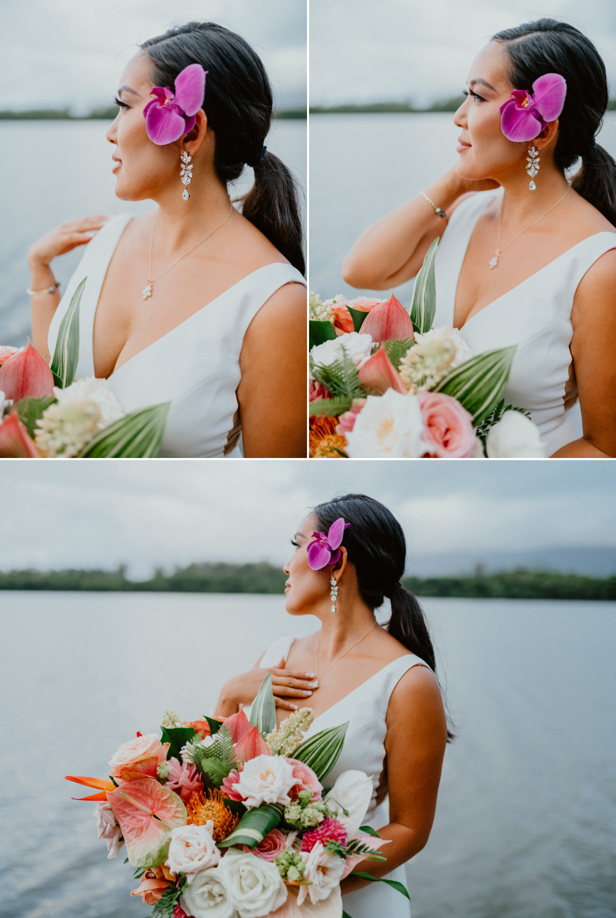 Moli'i fishpond Hawaii wedding bride portraits