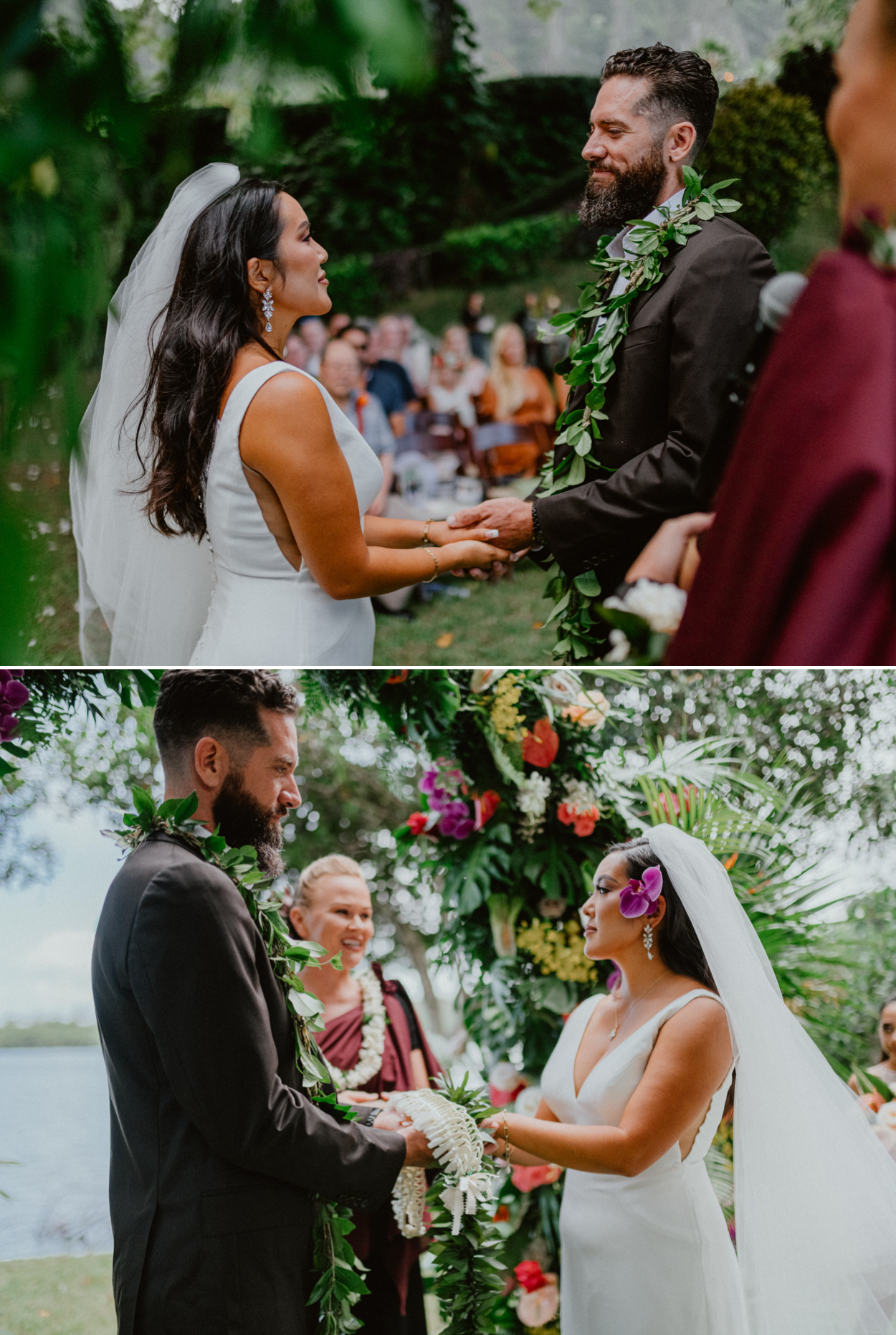 Moli'i fishpond Hawaii bride and groom wedding ceremony